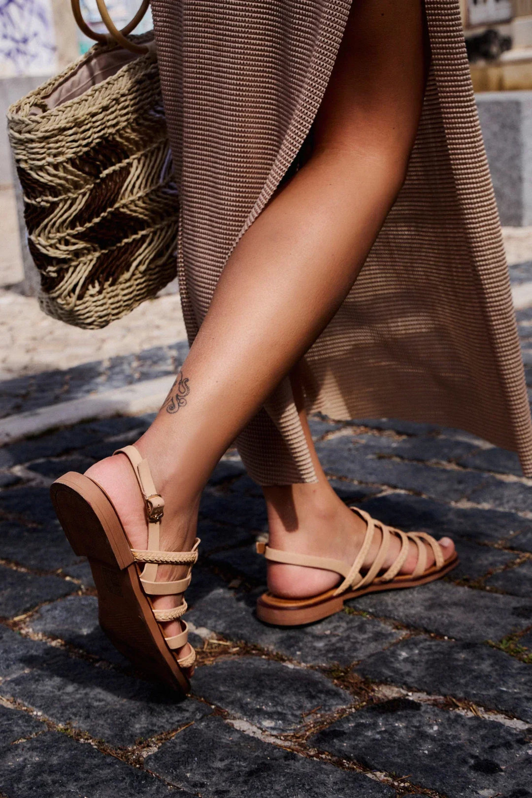 Thessaly | Sandale à Talon Wedge Beige