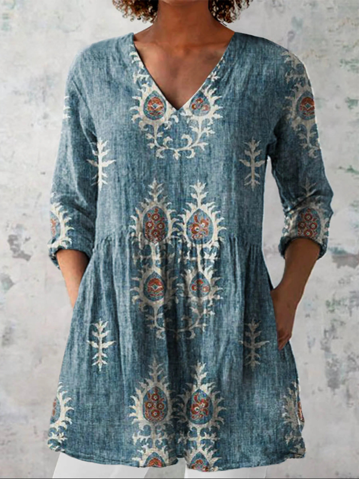 Elise | Blouse longue à décolleté en V