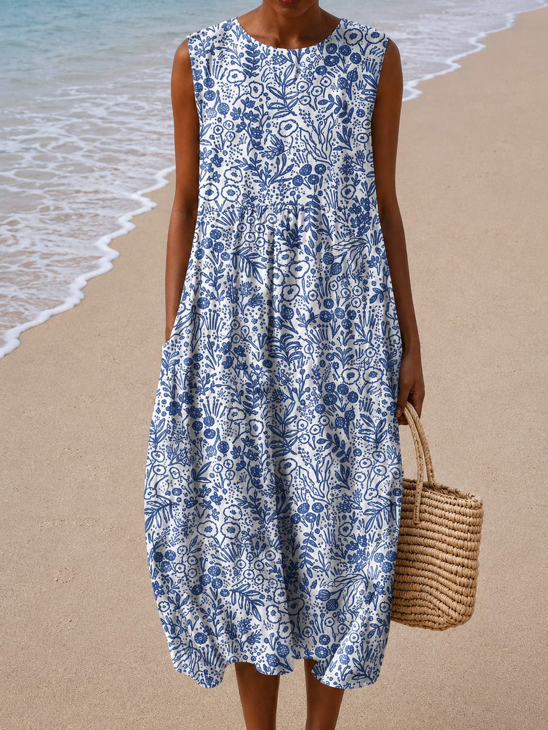 Ava - Robe Midi Sans Manches à Coupe Relaxée pour Femme