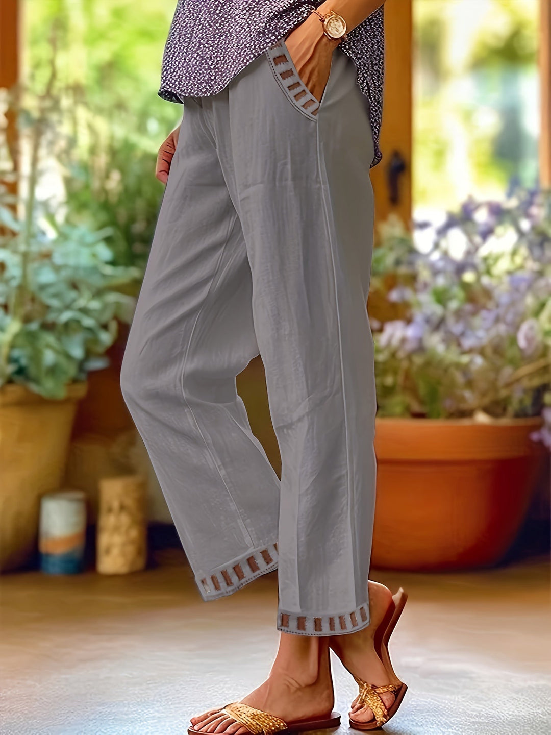 Wren – Pantalons Cropped Relax avec Détails Contrastants