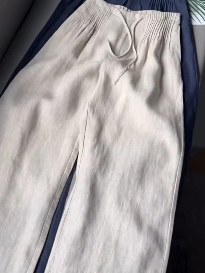 Camille | Pantalons larges en mélange de coton et de lin