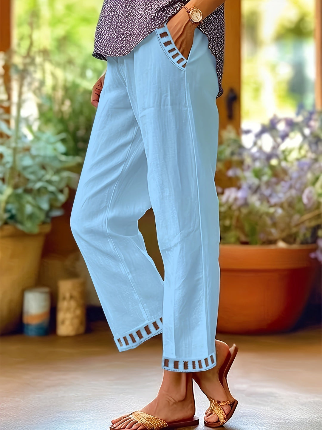 Wren – Pantalons Cropped Relax avec Détails Contrastants