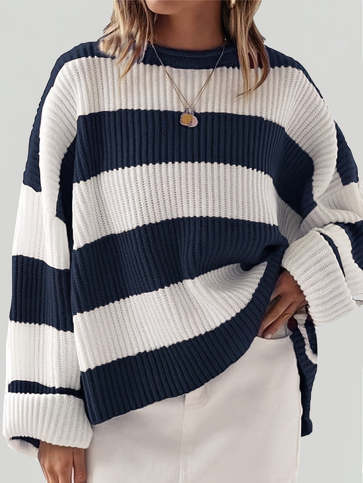 Mathilde | Pull tricoté à col rond et rayures