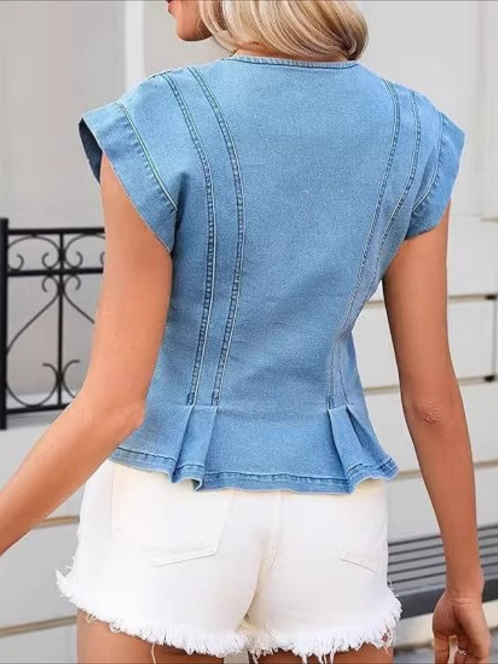 Viera | Top en Denim avec Décolleté en V