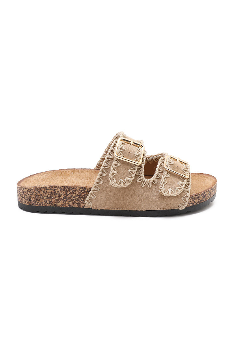 Wilhelmina | Sandale à Talon Beige