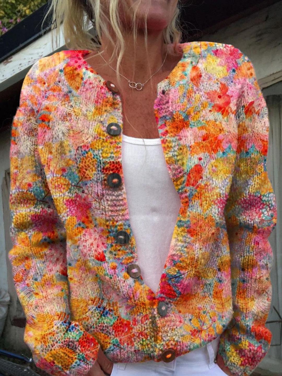 Cardigan Décontracté Boutonné Imprimé Floral | Pull