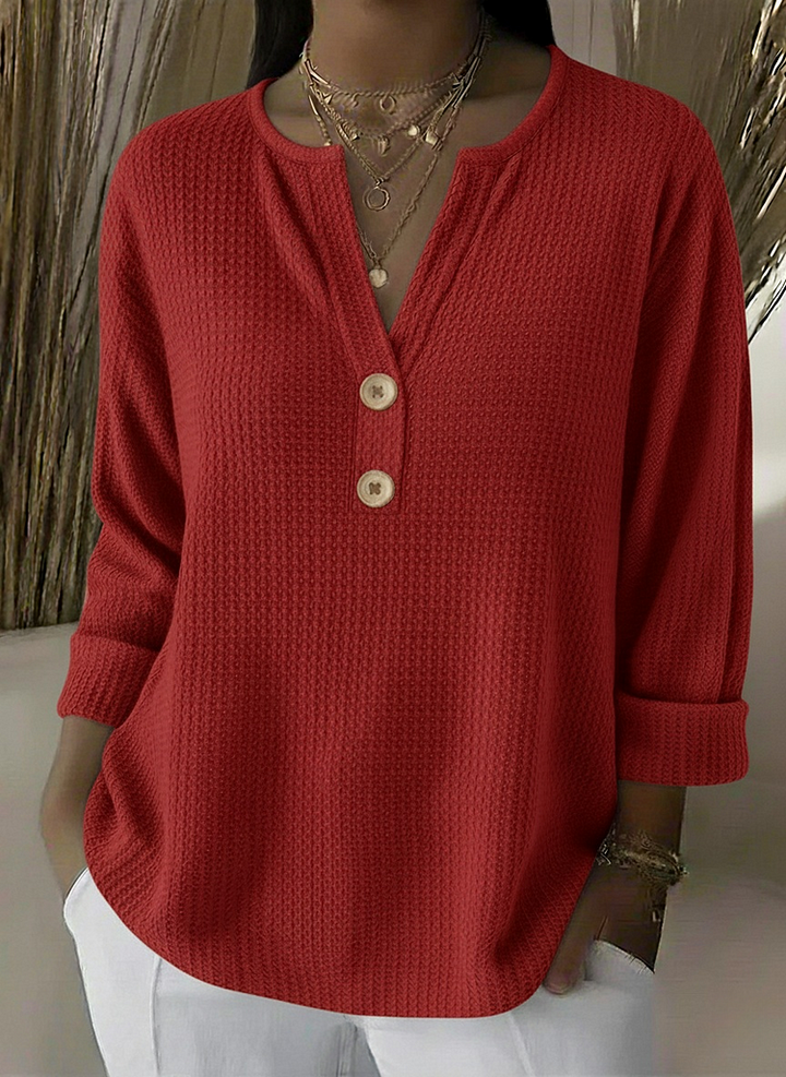 Lucia | T-shirt Henley à Rayures avec Boutons