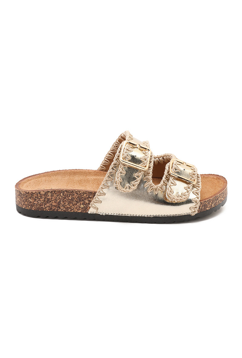 Tindra | Sandale Wedge Dorée
