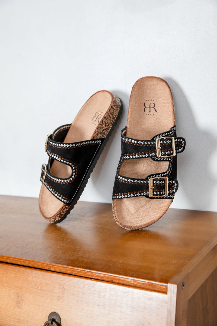 Ulrika | Sandale Wedge Noire
