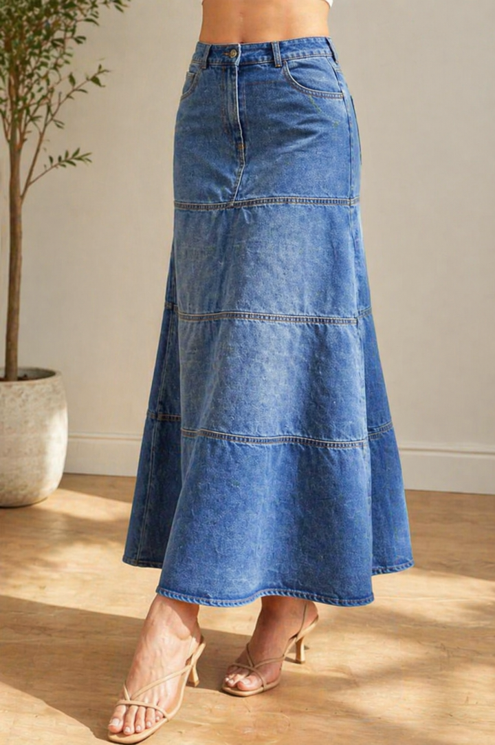 Mary | Jupe en Denim de Longueur Moyenne