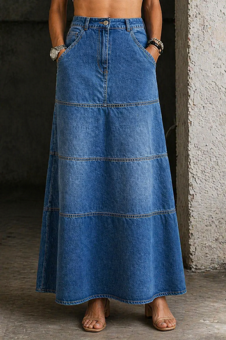 Mary | Jupe en Denim de Longueur Moyenne