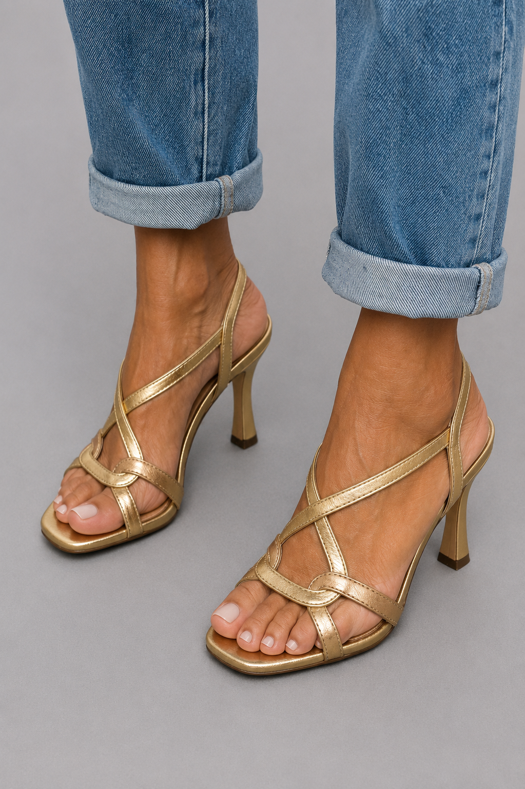 Cassie | Sandales à Talons Golden Summer Charm