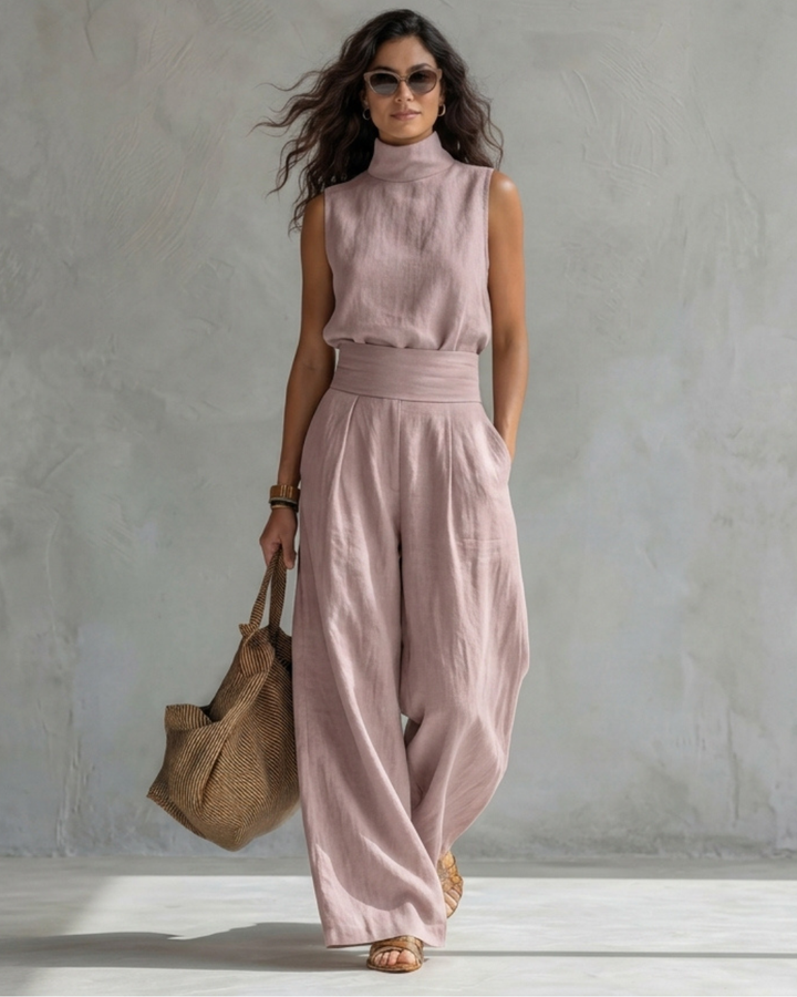 Maria | Ensemble Pantalon Large Élégant et Haut