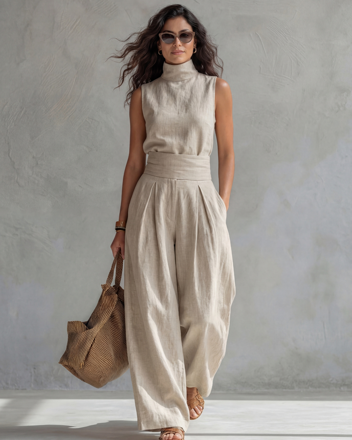 Maria | Ensemble Pantalon Large Élégant et Haut