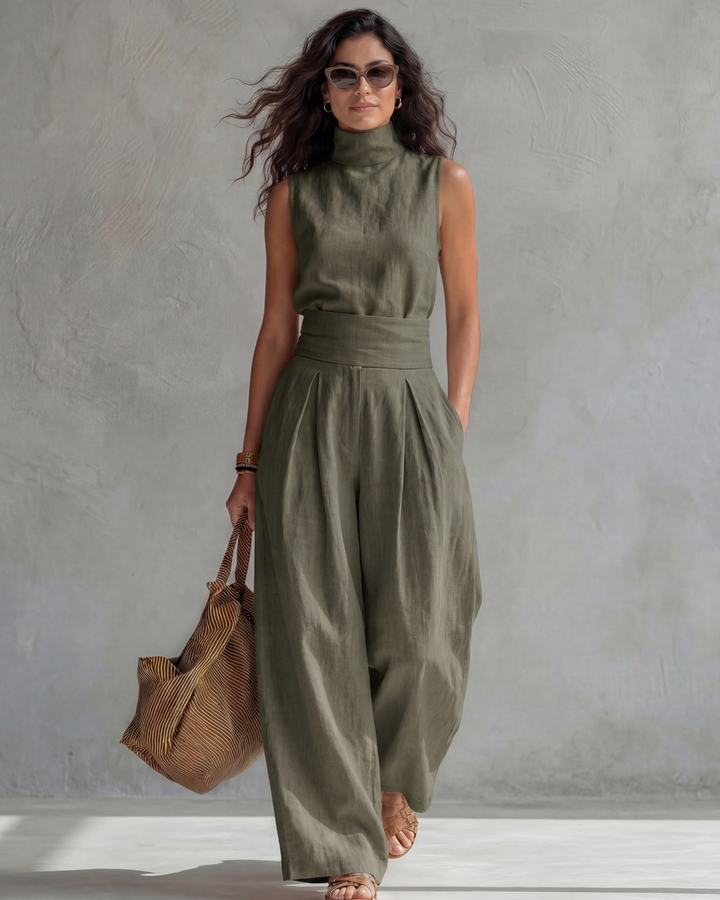 Maria | Ensemble Pantalon Large Élégant et Haut