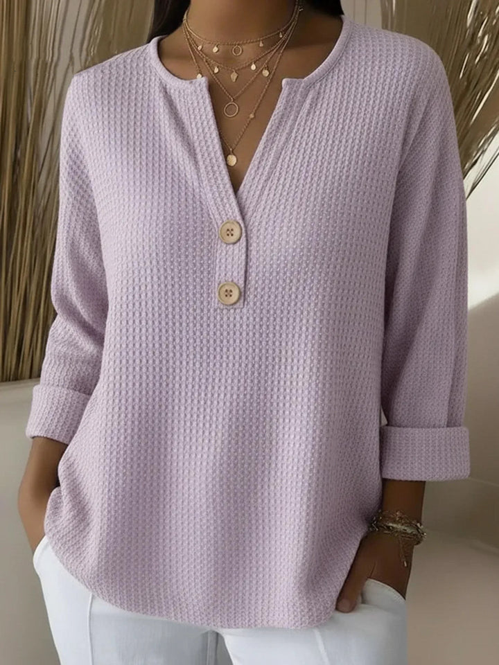 Lucia | T-shirt Henley à Rayures avec Boutons