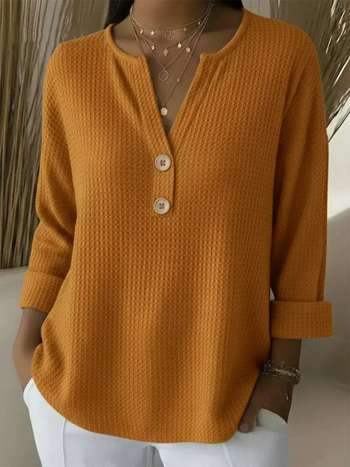 Lucia | T-shirt Henley à Rayures avec Boutons