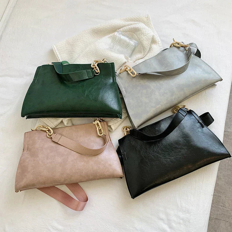 Sac à Bandoulière Élégant en Cuir Souple - Sac à la Mode Grande Capacité