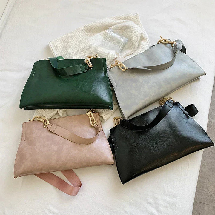 Sac à Bandoulière Élégant en Cuir Souple - Sac à la Mode Grande Capacité