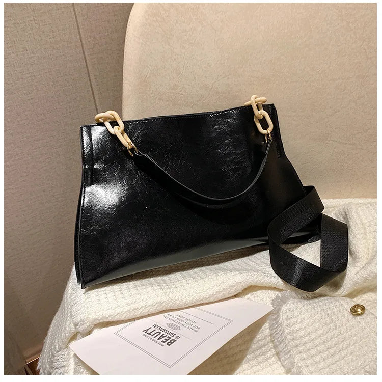 Sac à Bandoulière Élégant en Cuir Souple - Sac à la Mode Grande Capacité