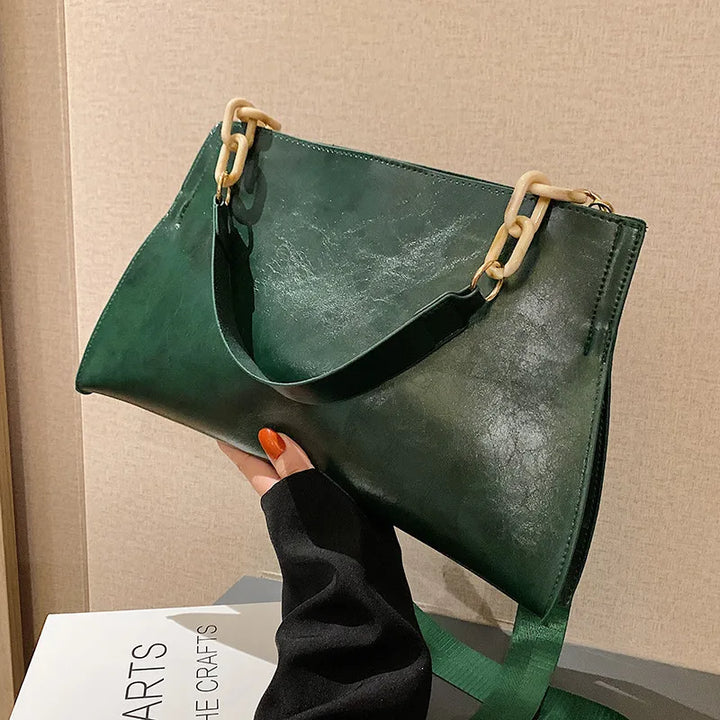 Sac à Bandoulière Élégant en Cuir Souple - Sac à la Mode Grande Capacité