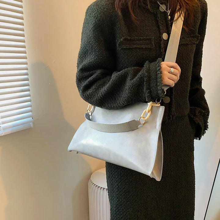 Sac à Bandoulière Élégant en Cuir Souple - Sac à la Mode Grande Capacité