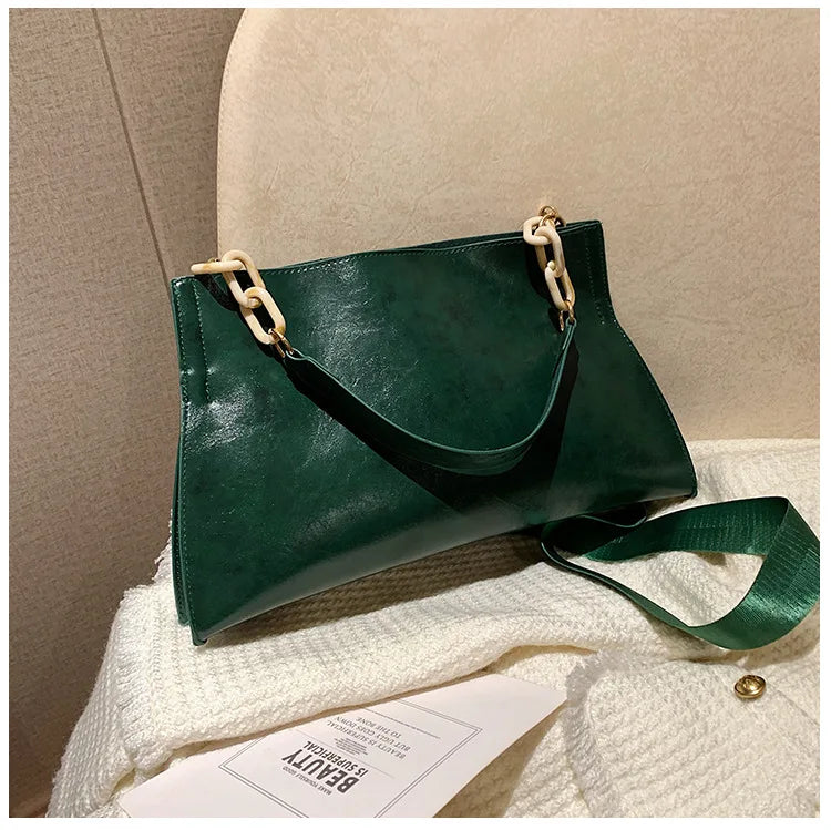 Sac à Bandoulière Élégant en Cuir Souple - Sac à la Mode Grande Capacité