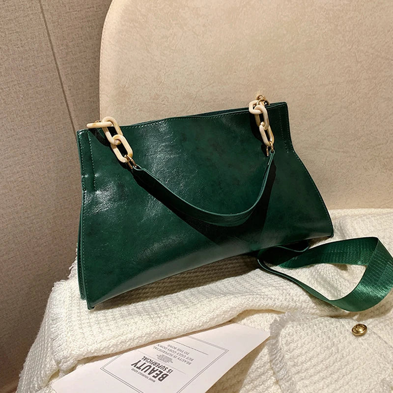 Sac à Bandoulière Élégant en Cuir Souple - Sac à la Mode Grande Capacité