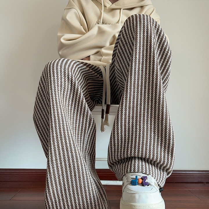 XAVIERA – PANTALONS EN MOLLETON MODERNES À RAYURES
