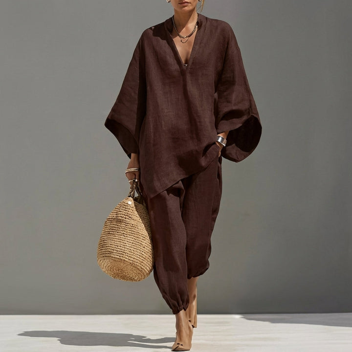 Marina | Ensemble Casual à Deux Pièces avec Col en V pour Femme