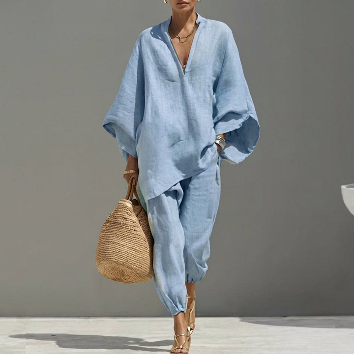 Marina | Ensemble Casual à Deux Pièces avec Col en V pour Femme