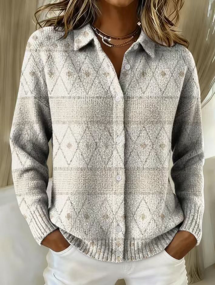 Cardigan Maille Losanges Écrus Christine