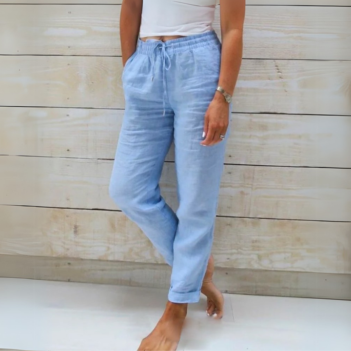 Allison - Pantalons Tailored en Lin et Coton de Luxe
