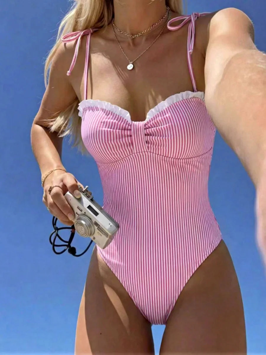 Elena | Maillot de Bain Sculptant à Rayures