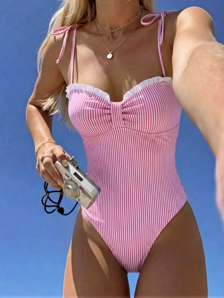 Elena | Maillot de Bain Sculptant à Rayures