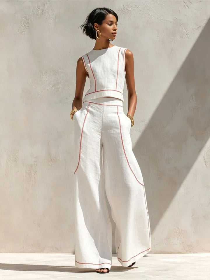 Ivorette | Ensemble Gilet & Pantalon Rayé