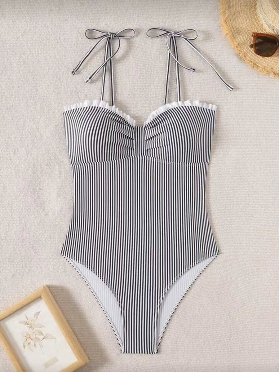 Elena | Maillot de Bain Sculptant à Rayures