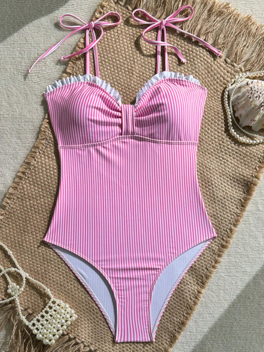 Elena | Maillot de Bain Sculptant à Rayures