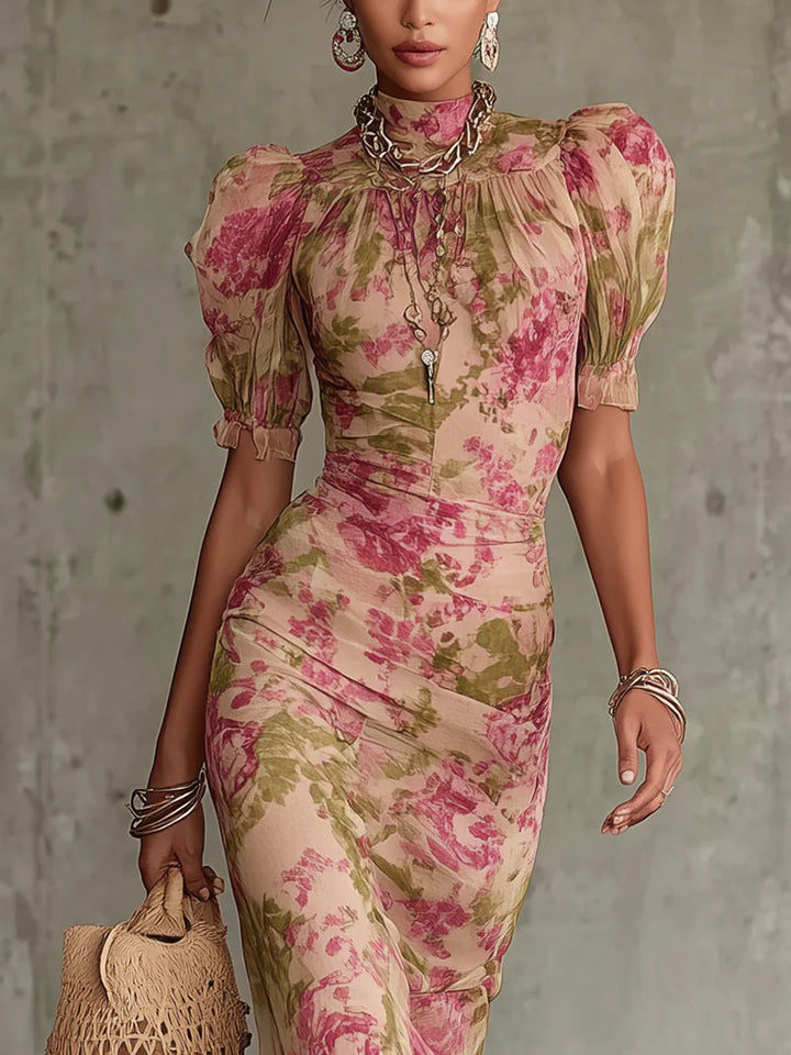 Rosalie™ | Robe Maxi avec Imprimé de Roses Vintage