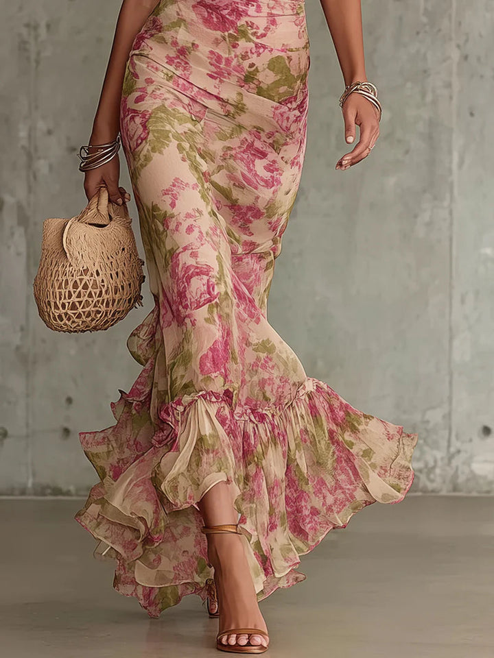 Rosalie™ | Robe Maxi avec Imprimé de Roses Vintage