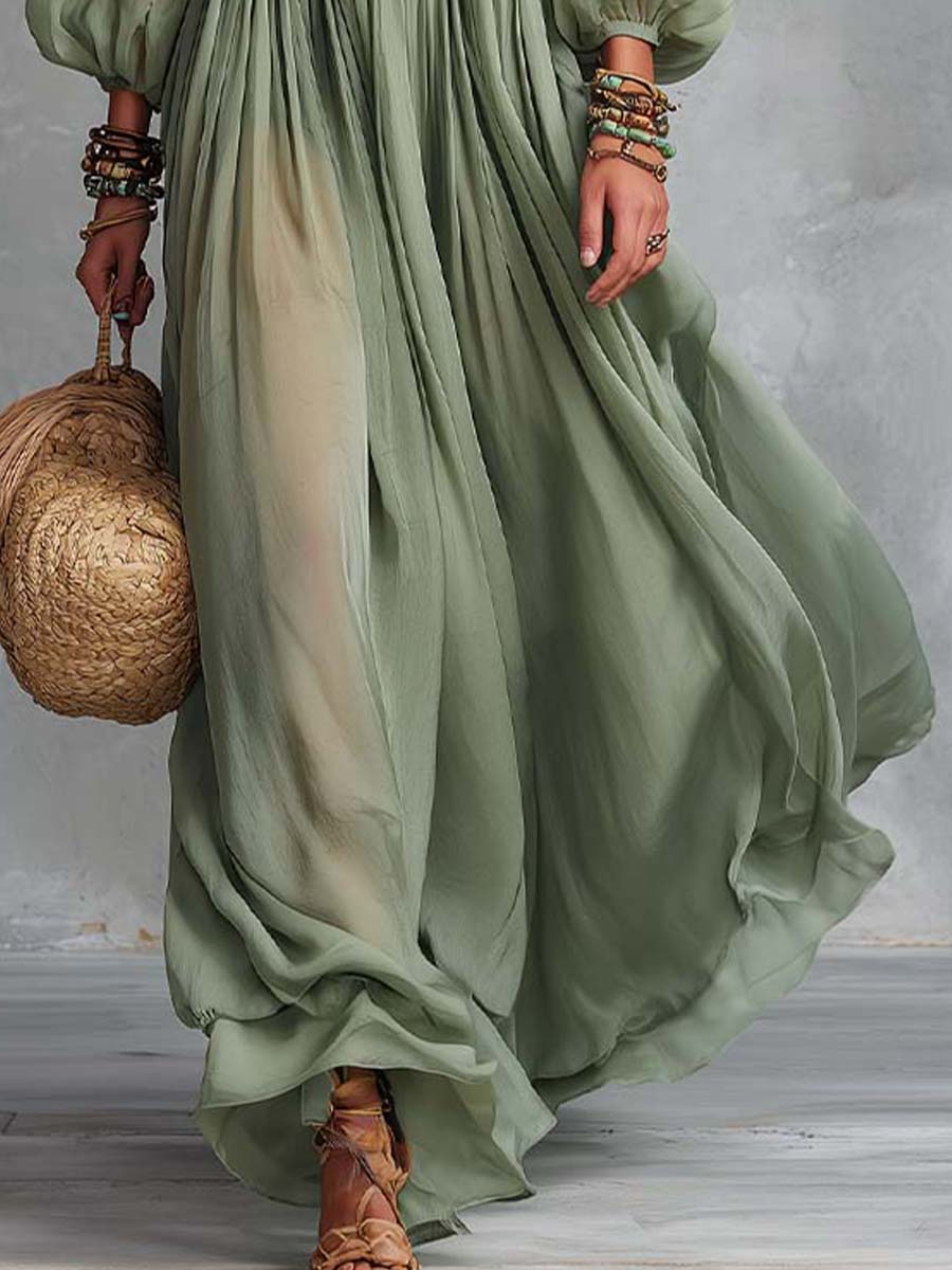 Élodine™ | Robe Maxi Bohémienne avec Imprimé Floral