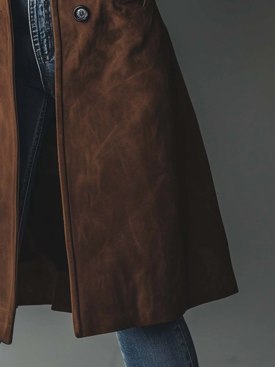 Manteau Trench en Suède Vintage