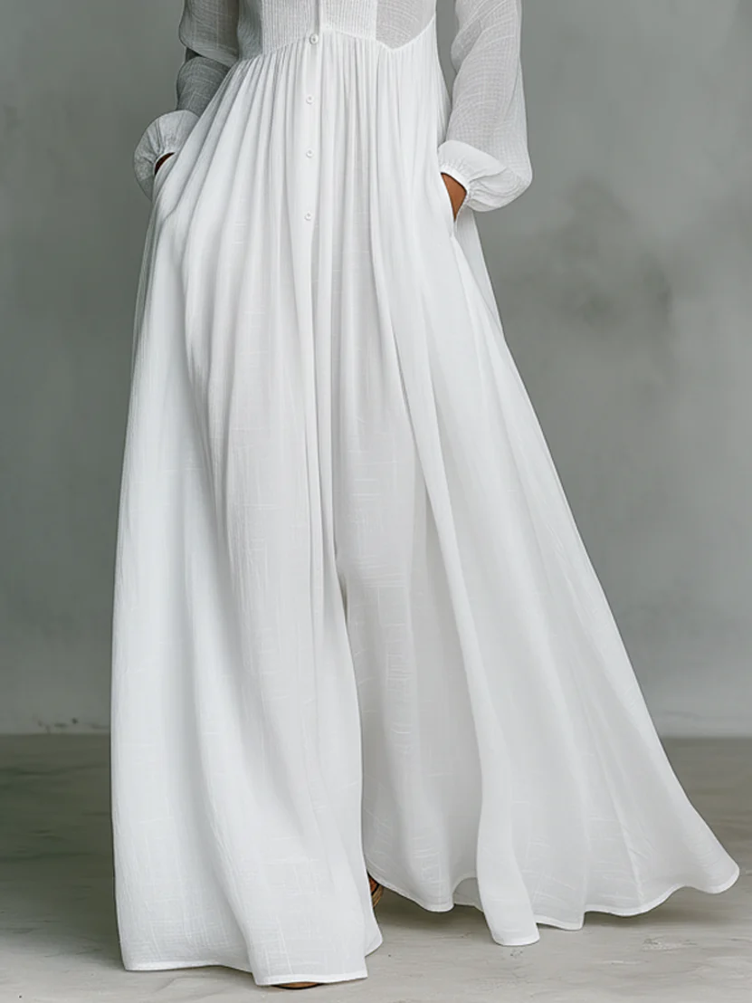Léonie™ | Robe Maxi Minimaliste à Col Montant