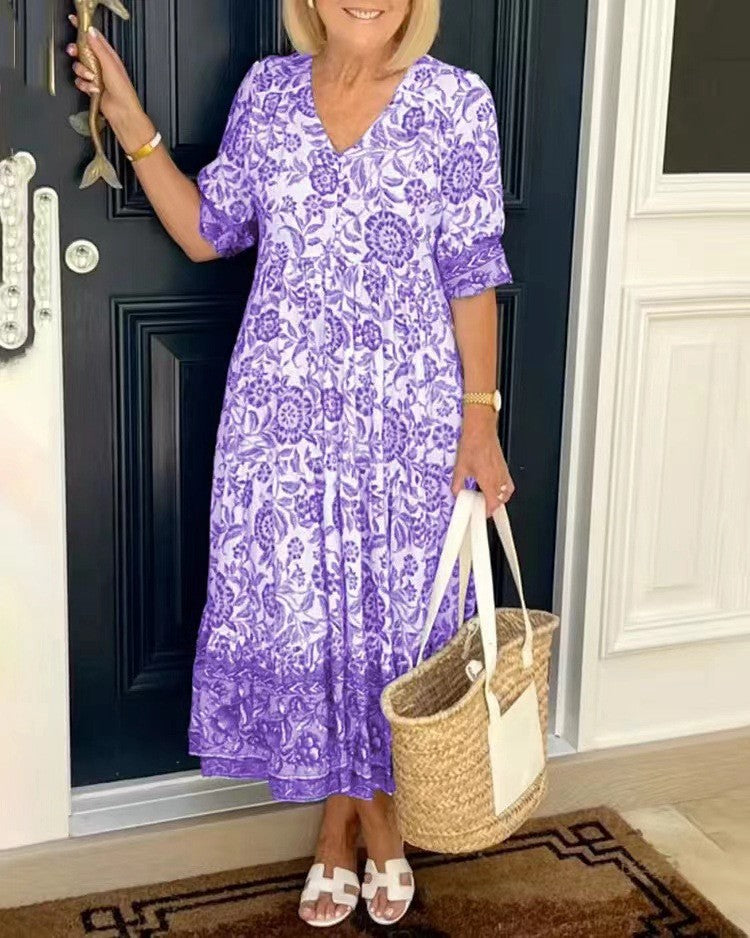 Keisha | Robe Fleurie Décolleté en V Élégante
