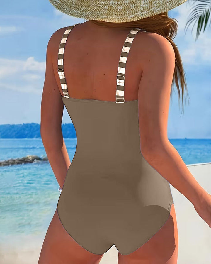Aurora | Maillot de Bain Une Pièce à Rayures Colorblock