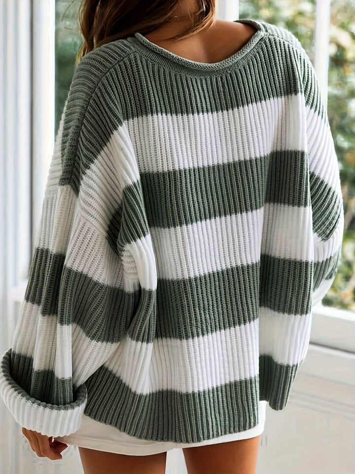 Mathilde | Pull tricoté à col rond et rayures