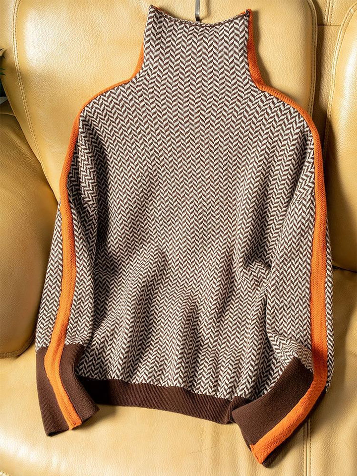Elise | Sweat-shirt à col roulé avec des rayures contrastées marquées