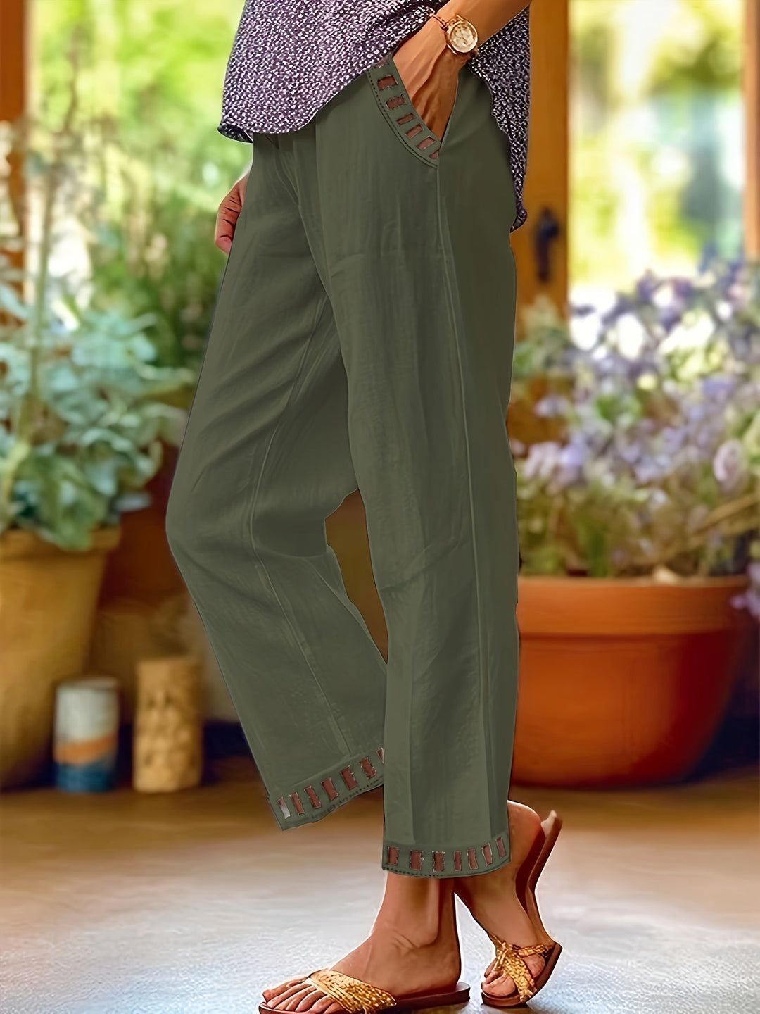 Wren – Pantalons Cropped Relax avec Détails Contrastants