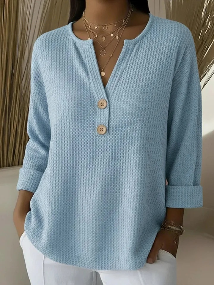 Lucia | T-shirt Henley à Rayures avec Boutons