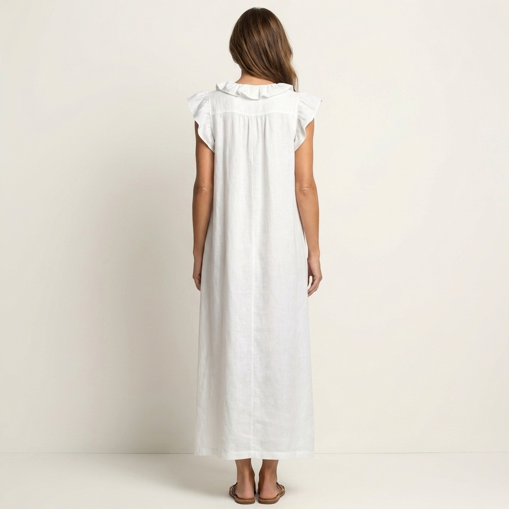 Josette | Robe Maxi à Col V Volant